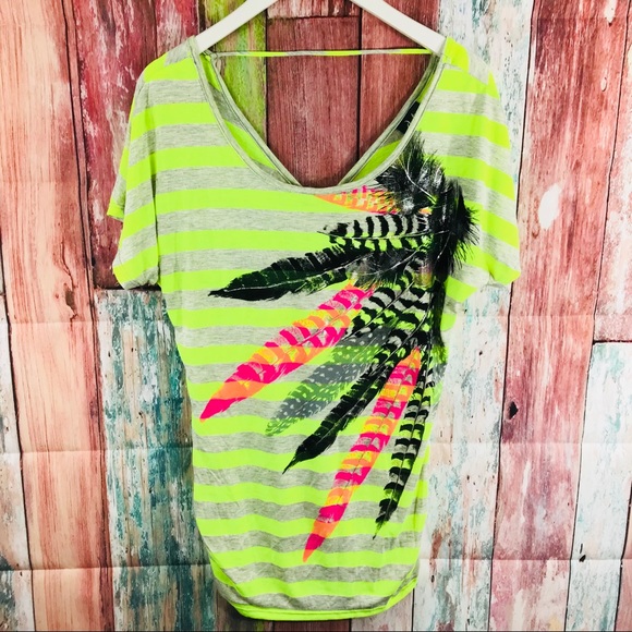 Dots Tops - Dots bright Feathers top Size Small